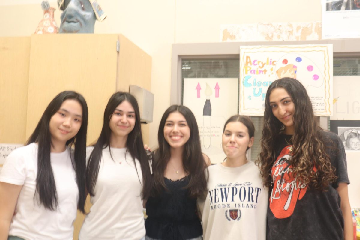 NAHS officers include (from left to right) Historian Eunice Kim, Vice President Rachel Palacios, President Elle Higgs, Treasurer Kyra Yiannos, Secretary Mariana Galino 