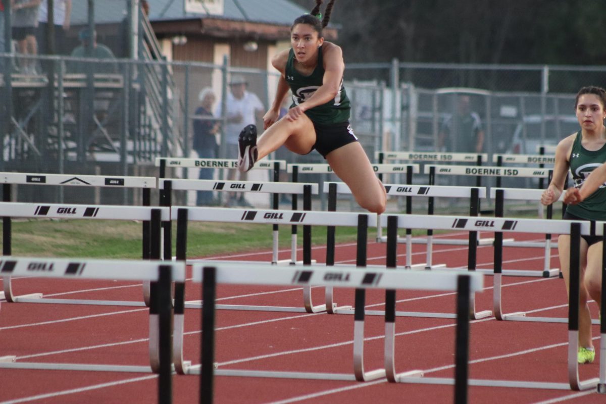 Isabella Gaylord (Varsity) got second place in the 300m hurdles with a time of 48.52.