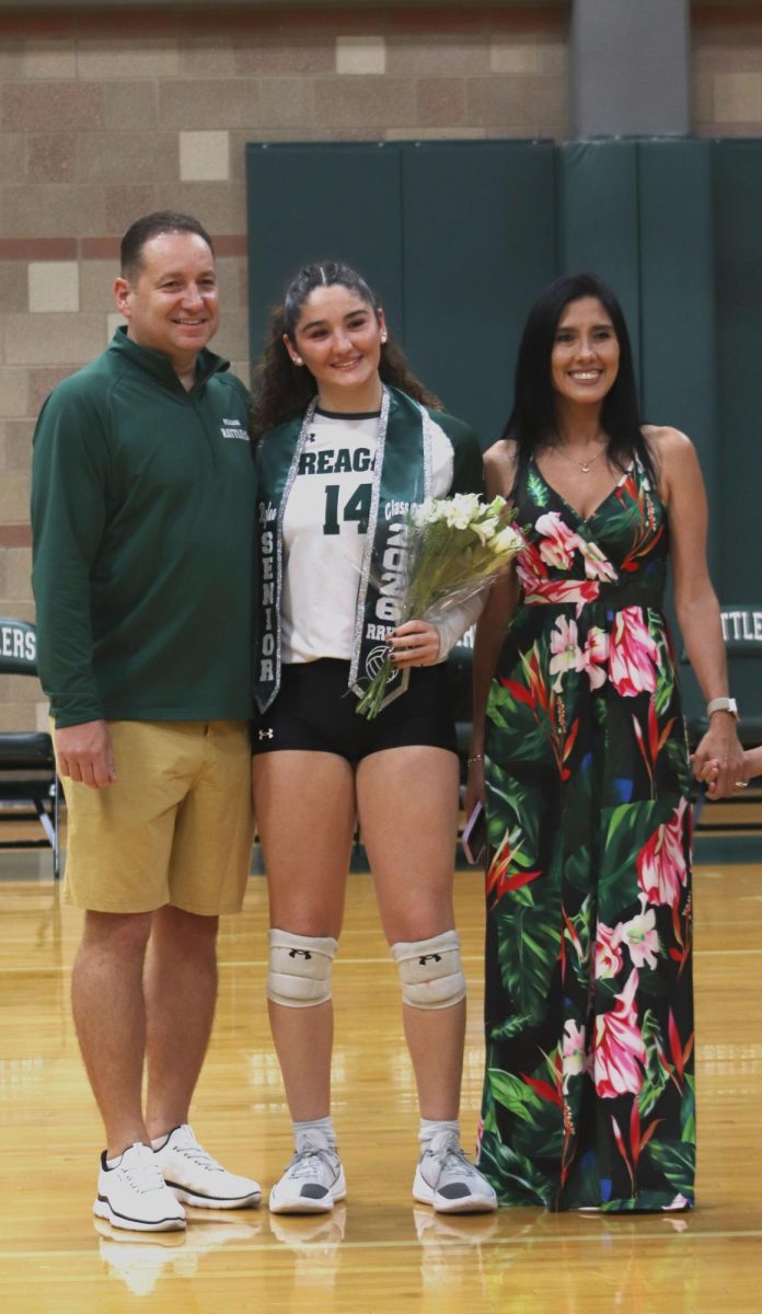 The Reagan Volleyball team honored their graduating seniors during their home game against Madison on Tuesday, Oct. 7. Each senior was recognized individually for their accomplishments of their time with the team.