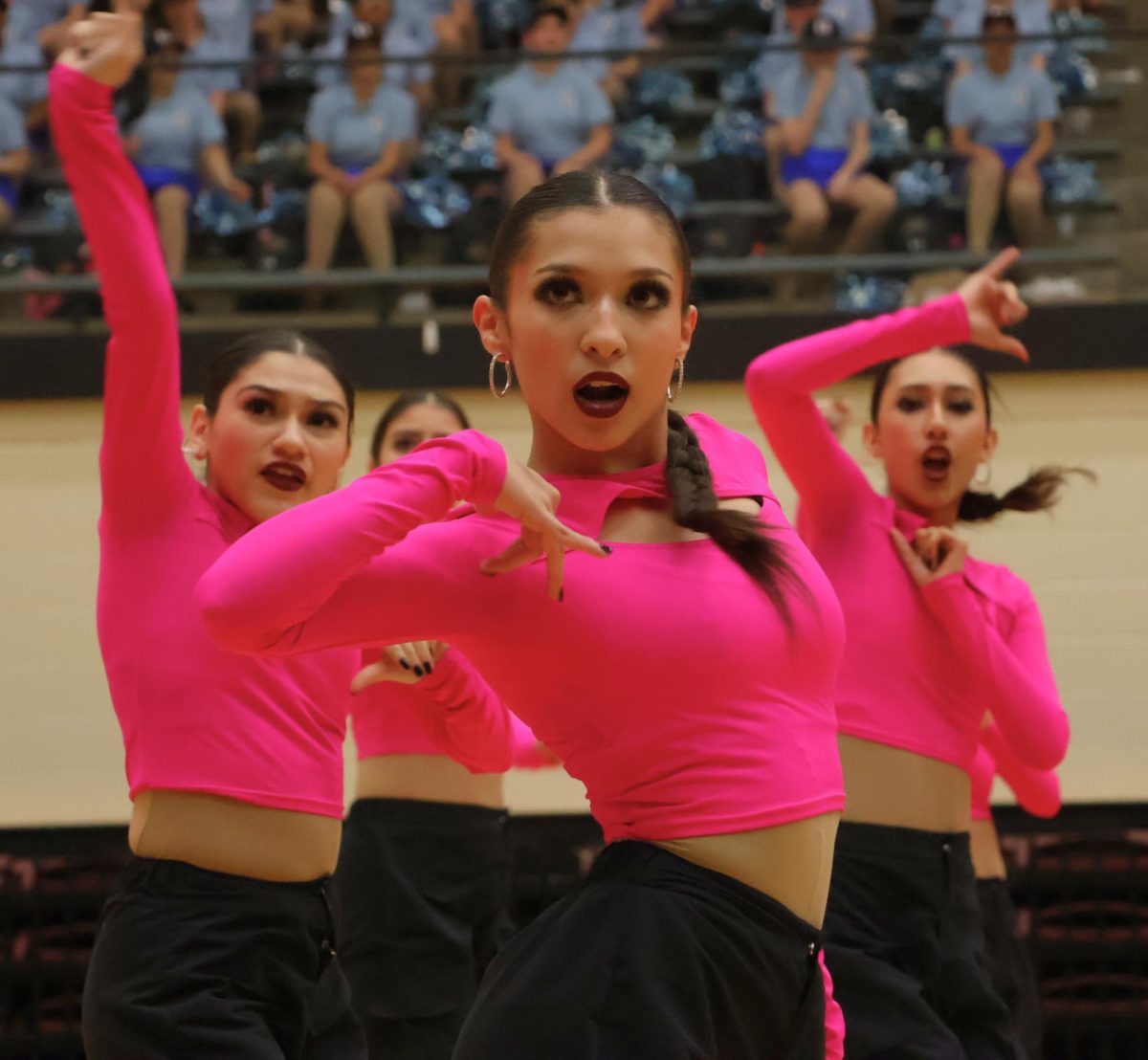 A member of the Silver Stars performs a high-energy hip-hop routine during North East ISD’s “One Singular Sensation” on Saturday, Jan. 31, at Littleton Gym.